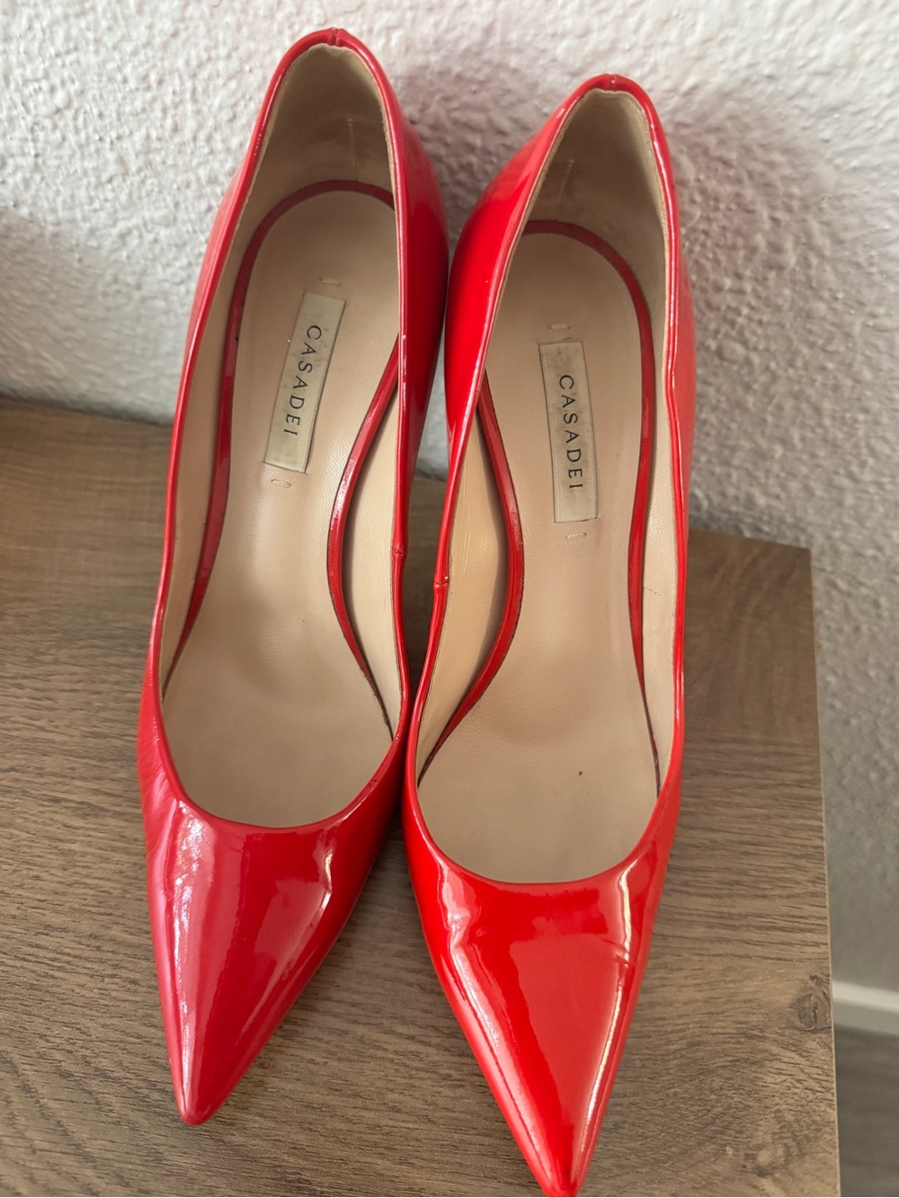 Casadei Red Patent Pointed-Toe Pumps